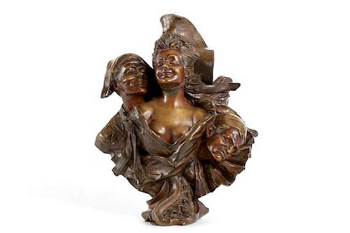 A French bronze figural group: Houdon Carnaval
