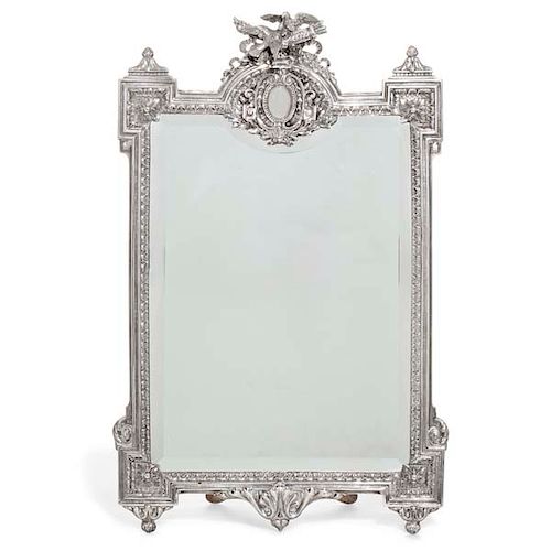 A sterling silver Neoclassical style mirror