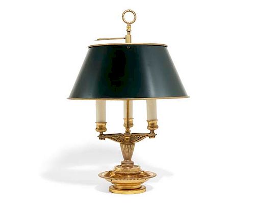 An Empire style gilt bronze bouillotte lamp