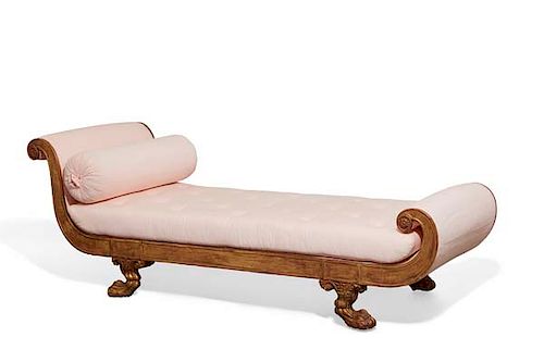 An imposing Regency carved giltwood day bed