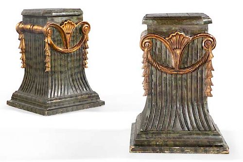 Pair Neoclassical style faux marble pedestals