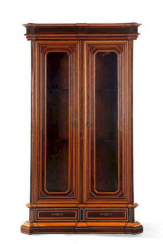 A Continental inlaid specimen wood cabinet
