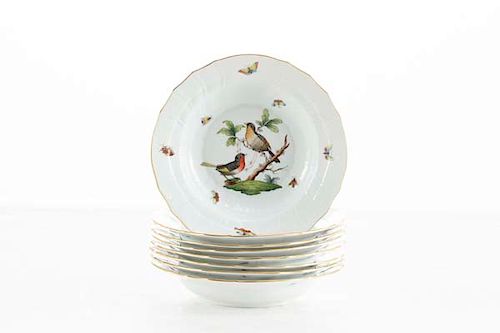 Eight Herend Rothschild Bird soup bowls
