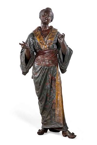 A French metal figure of a Japanese woman, Masse