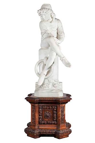 Italian marble figure: Young Columbus, Monteverde
