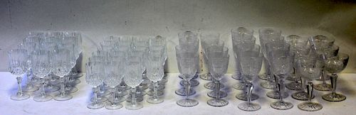 Lot of Etched & Cut Glass Art Deco Stemware