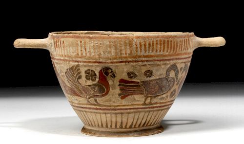 Greek Corinthian Pottery Kylix w/ Ibex and Birds