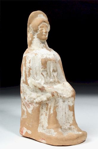 Elegant Western Greek Earthenware Seated Goddess