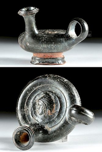 Fine Greek Campanian Pottery Guttus w/ Attis