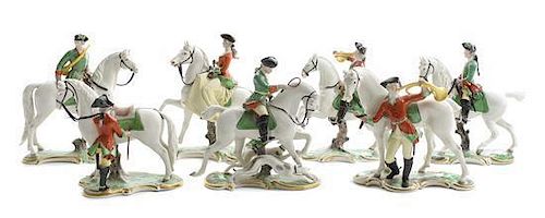 Seven German Porcelain Horse Figurines, Height of tallest 8 3/4 inches.