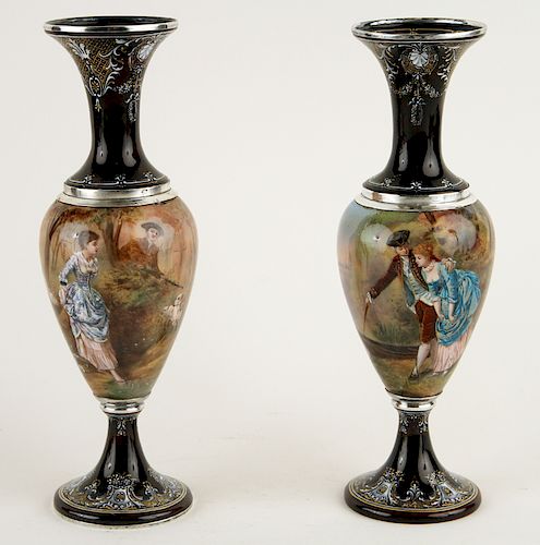 PAIR LATE 19TH C. TIFFANY & CO SILVER VASES