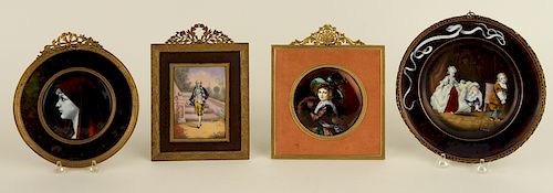 COLLECTION OF FOUR FRENCH FRAMED PLAQUES