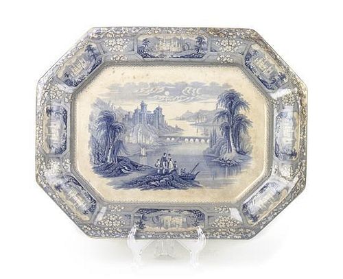 A Transfer Decorated Platter, T.J. & J. Mayer, Width 18 x depth 14 inches.
