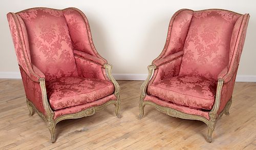 PAIR SIGNED SORMANI WING CHAIRS CIRCA 1910