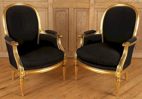 PAIR FRENCH CHAIRS LOUIS XVI STYLE C.1940