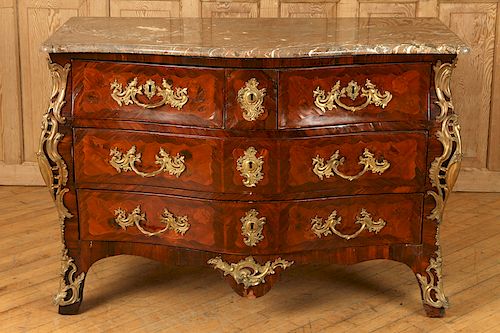 SIGNED REGENCY BRONZE MOUNTED MARBLE TOP COMMODE C. 1820