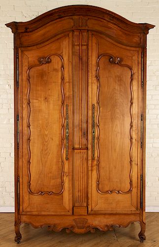 19TH C. FRENCH CHERRY ARMOIRE ARCHED TOP