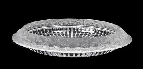 A Lalique Frosted Glass Bowl, Diameter 14 inches.