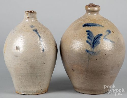 Two New England stoneware ovoid jugs