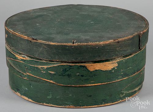 Large green painted bentwood box