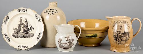 Liverpool pitcher and plate, etc.