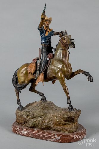 Bronze horse and rider, after Carl Kauba