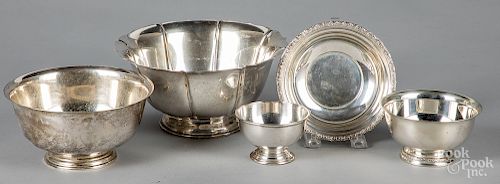 Five sterling silver bowls