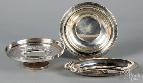 Sterling silver compote, bowl and serving tray