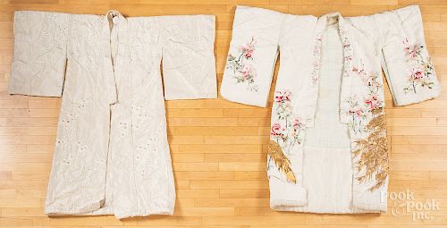 Three Chinese embroidered robes.