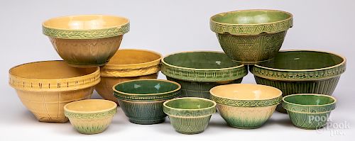 Eleven earthenware mixing bowls