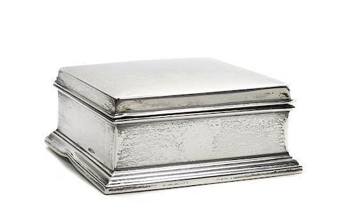 An American Silver Box, Gorham Mfg. Company, Height 1 3/4 x width 3 3/4 x depth 4 inches.