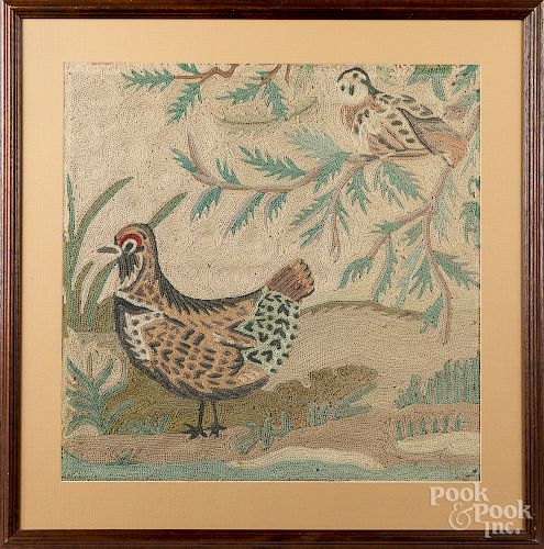 Crewelwork picture of two birds