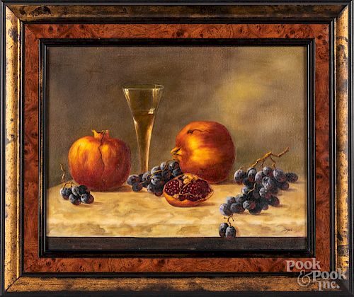 Oil on canvas still life with fruit