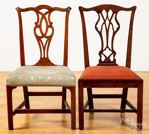 Two Chippendale mahogany dining chairs
