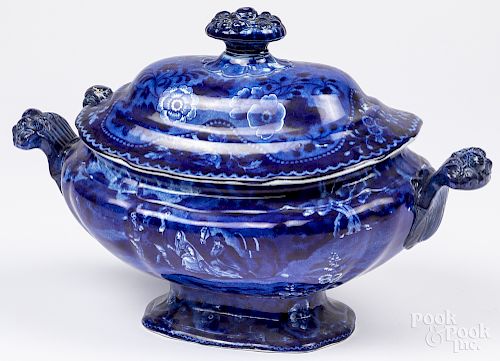 Blue Staffordshire covered tureen