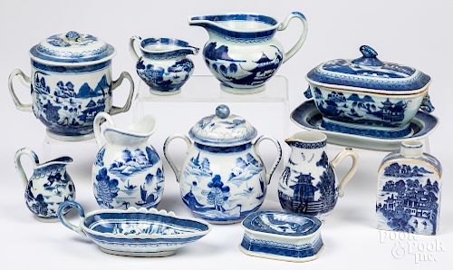 Group of Chinese export blue and white Canton