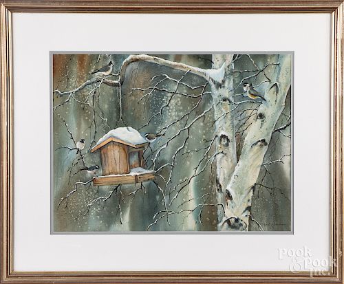 Pearl Slobodian, watercolor birdhouse
