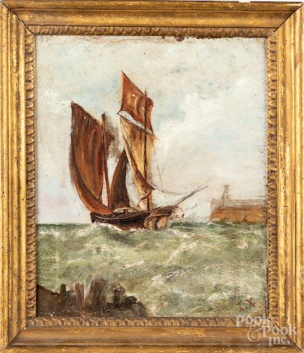 English oil on canvas seascape