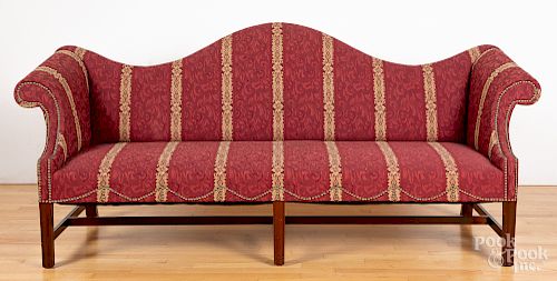 Chippendale style mahogany camelback sofa
