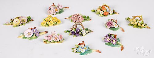 Set of twelve German porcelain place card holders