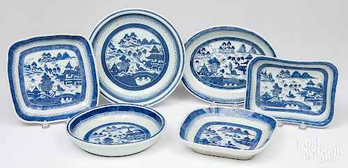Six Chinese export porcelain Canton serving dishes