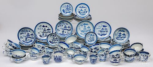 Large group of Chinese export cups and saucers