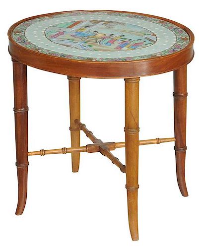 Chinese Export Porcelain Strainer Side Table