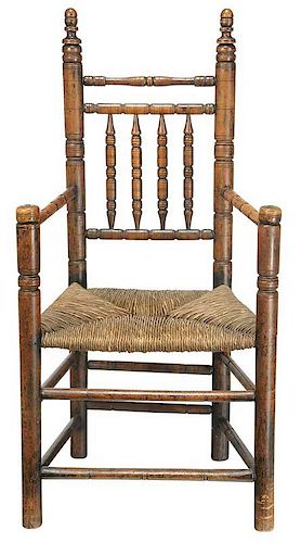 Early American Turned Maple Great Chair