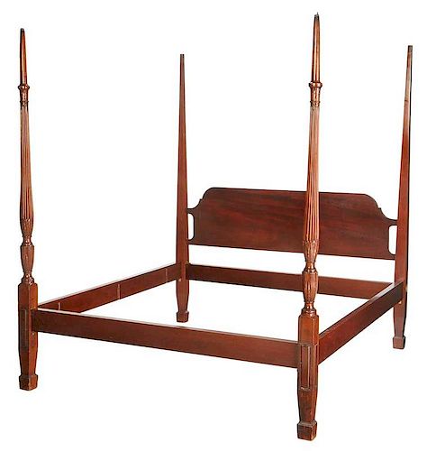 Federal Carved Mahogany Four Poster Bed