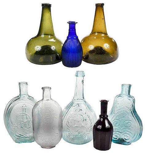 Eight Early Glass Bottles