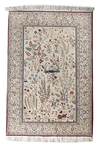A Pictorial Isphahan Rug, 3 feet 7 1/2 inches x 5 feet 2 inches.