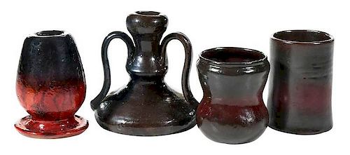 Four Pieces Of George Ohr Pottery