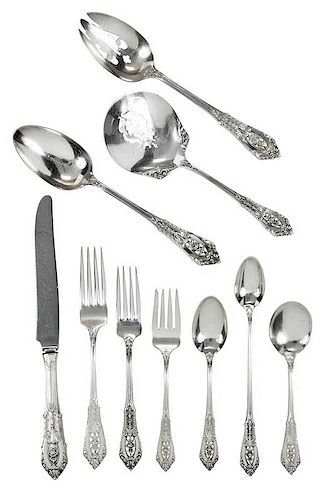 Wallace Rose Point Sterling Flatware, 59 Pieces