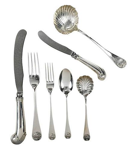 Williamsburg Shell Sterling Flatware, 37 pieces